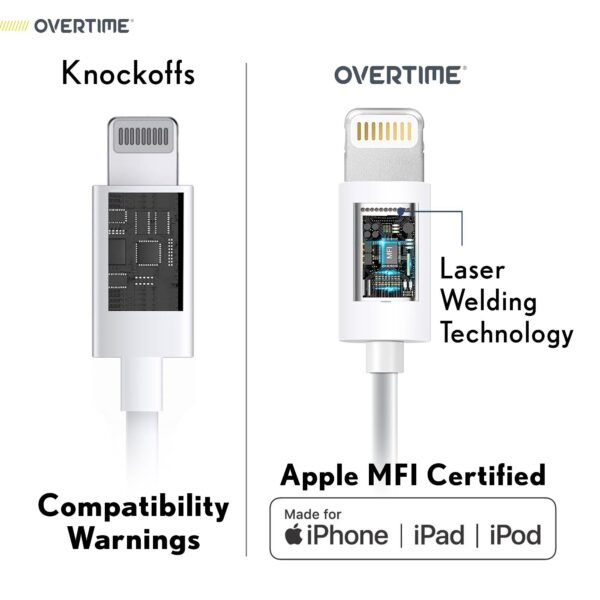 4 Ft./6 Ft. Overtime Apple MFi Certified iPhone Charger Lightning Cable Pack - Image 4