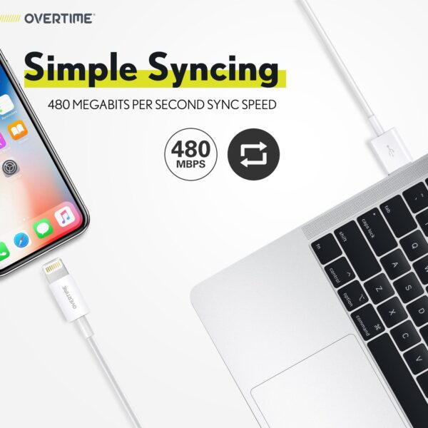 4 Ft./6 Ft. Overtime Apple MFi Certified iPhone Charger Lightning Cable Pack - Image 5