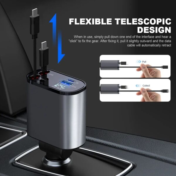 4-in-1 USB Car Fast Charger with PD QC3.0 & Digital Display - Image 8