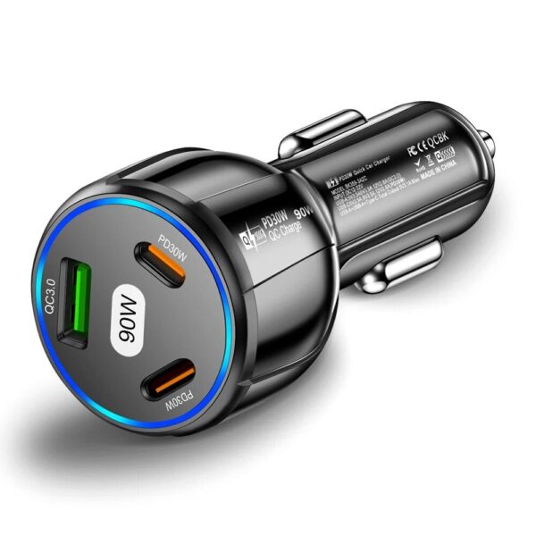 3-Port 90W Fast Car Charger - Image 2