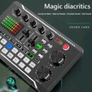 F998 Live Sound Card Audio Mixer Podcast Audio Interface with DJ Mixer Effects