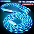 LED Light USB Charger Cable 3-in-1 Fast Charging