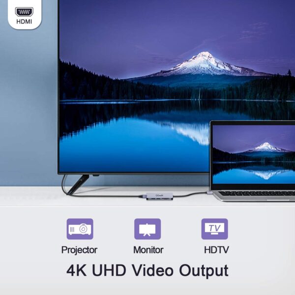 QGeeM 5-in-1 USB C to HDMI Adapter with 4K HDMI Output - Image 6