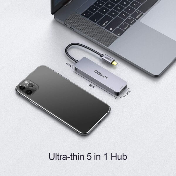 QGeeM 5-in-1 USB C to HDMI Adapter with 4K HDMI Output - Image 2